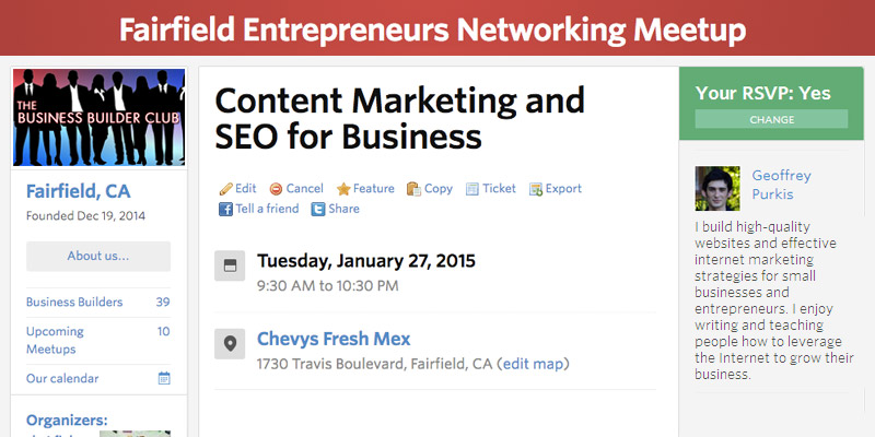 Fairfield Event – January 27th, 2015: Content Marketing and SEO for Business