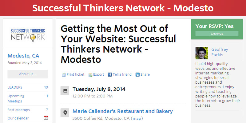 Event – July 8th, 2014: Getting the Most Out of Your Website (Modesto)