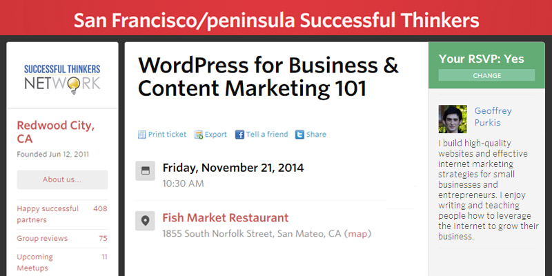 Fairfield Event – November 21st, 2014: WordPress 101 & Content Marketing for Business
