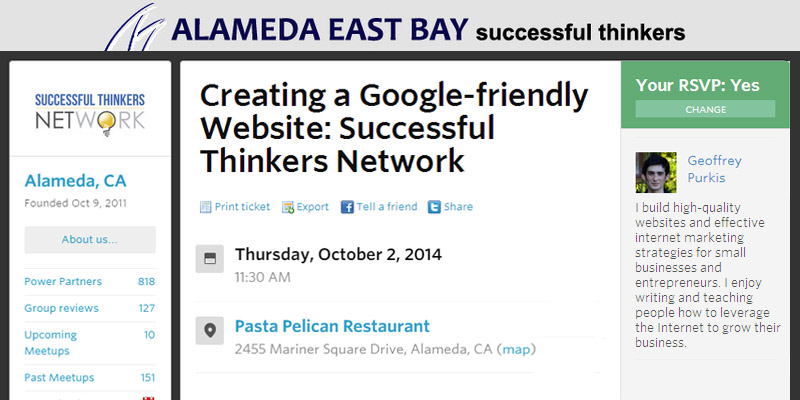 Alameda Event – October 2nd, 2014: Creating a Google-friendly Website