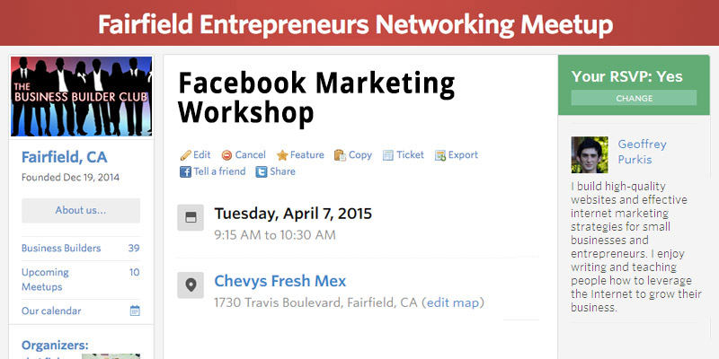Fairfield Event – April 7th, 2015: Facebook Marketing Workshop