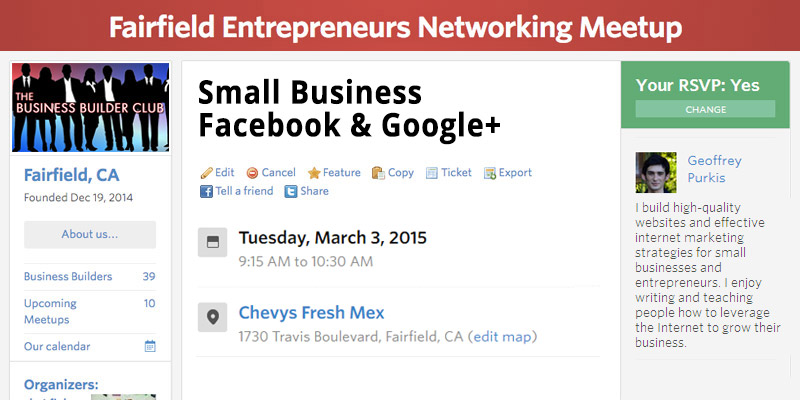 Fairfield Event – March 3rd, 2015: Small Business Facebook & Google+